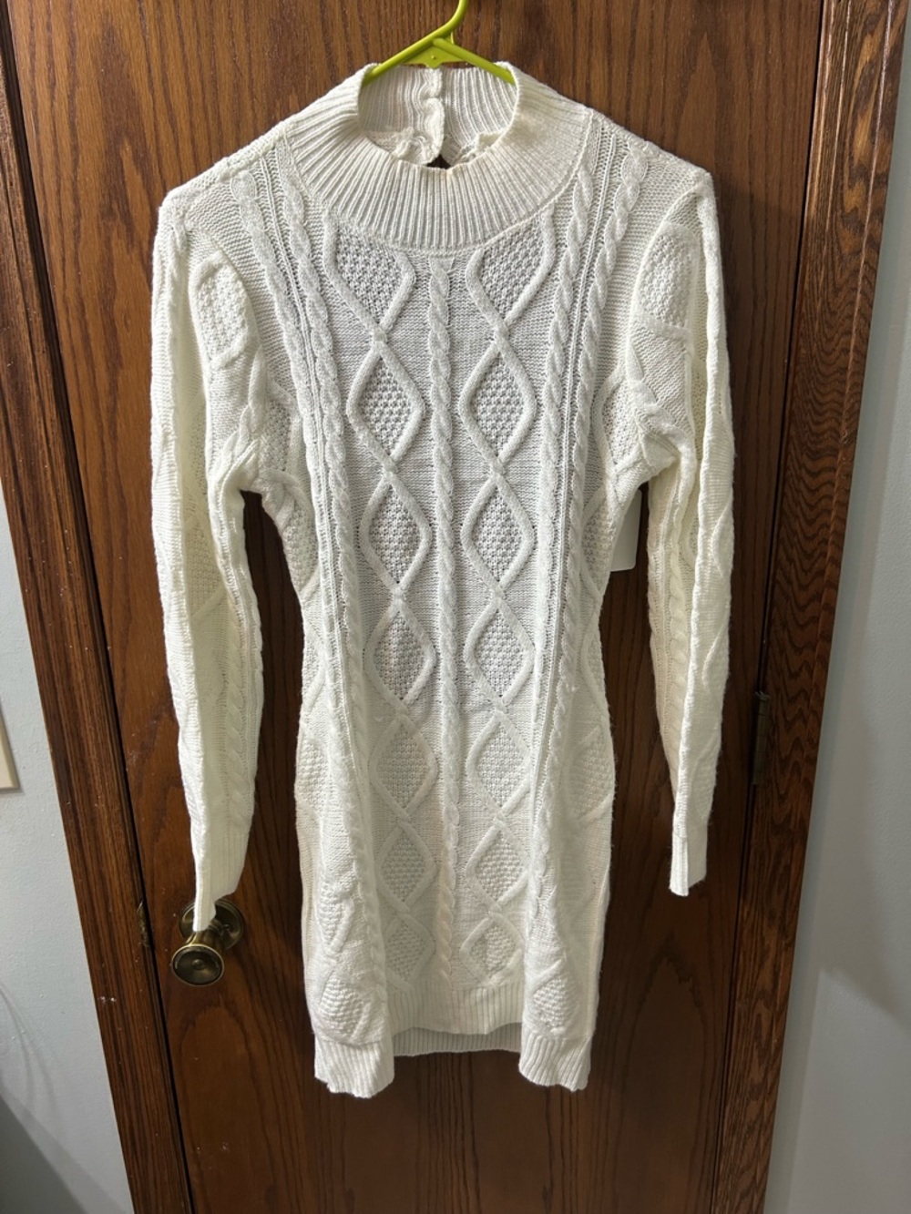 Cream Cable Knit Sweater Dress
